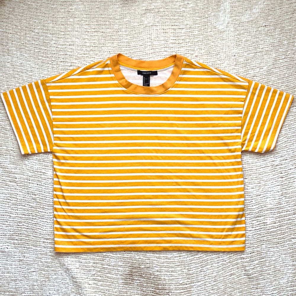 Forever 21 Cropped Striped Shirt